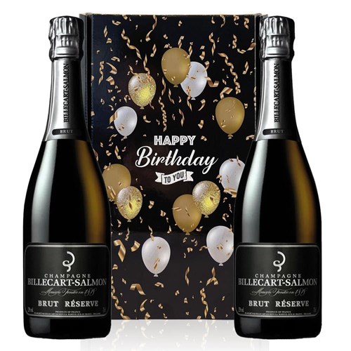 Billecart Salmon Le Reserve Champagne 75cl Happy Birthday Duo Gift Box